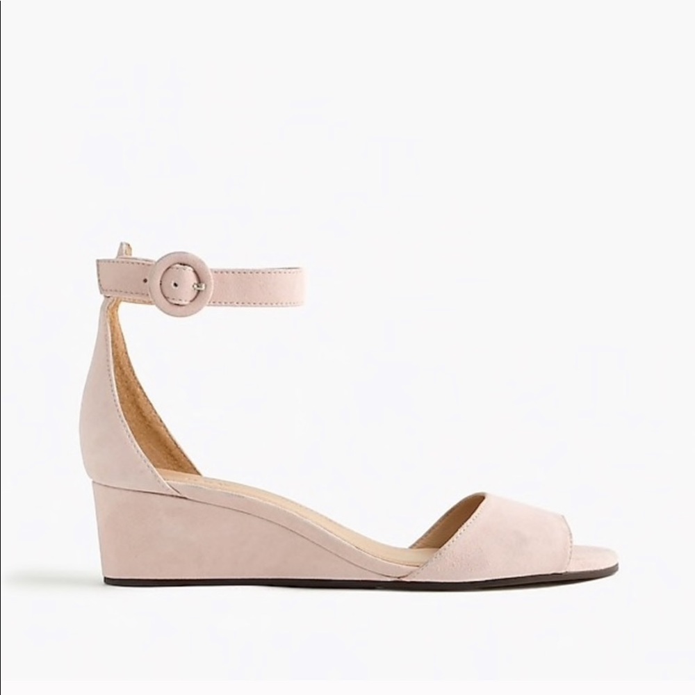 J. Crew Laila Suede Wedge Rose Blush